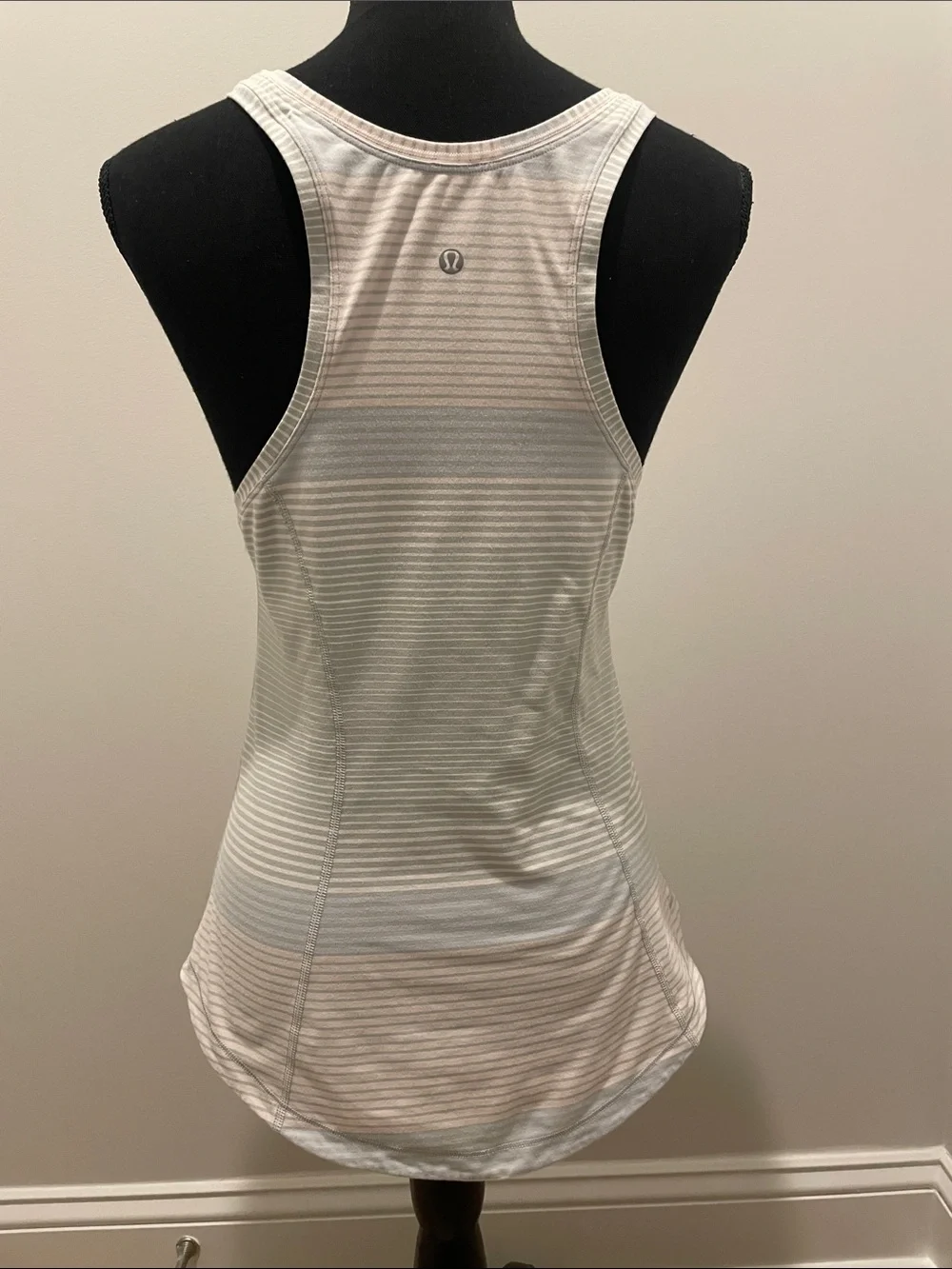 lululemon athletica White & Light Gray Striped Scoop Tank